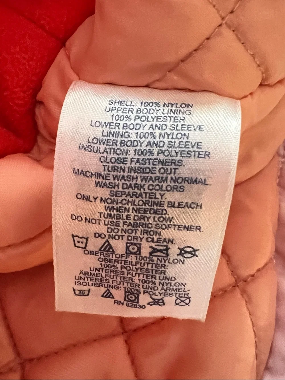Lands' End Girls' Sz 14 Orange & White Colorblock Hooded Ski Jacket Winter Fun